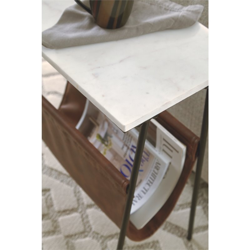 Bowery Hill Accent Table in Brown and Black and White