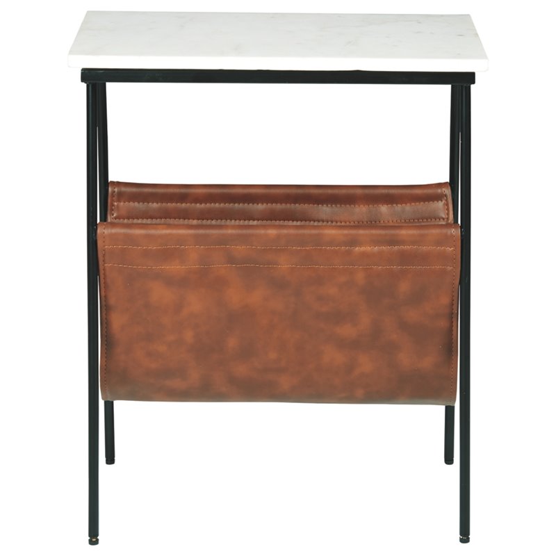 Bowery Hill Accent Table in Brown and Black and White