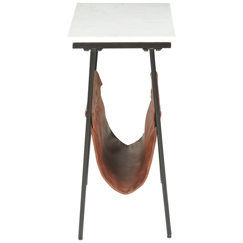Bowery Hill Accent Table in Brown and Black and White