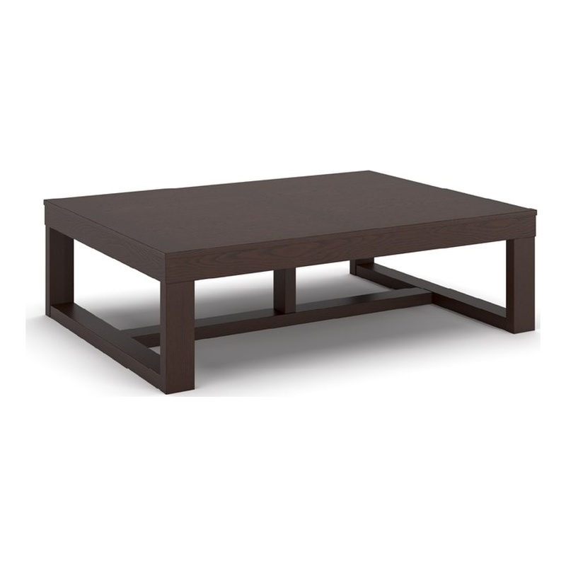 Bowery Hill Dark Brown Coffee Table Rectangular Oversized 56.06