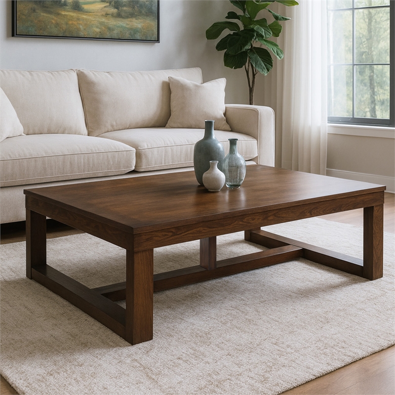 Bowery Hill Dark Brown Coffee Table Rectangular Oversized 56.06