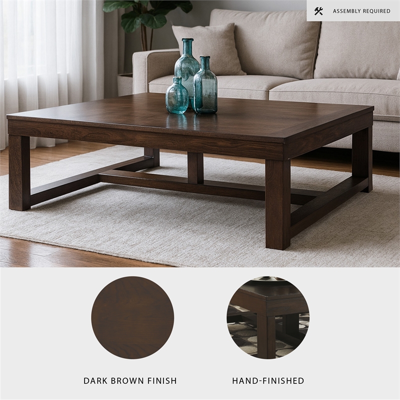 Bowery Hill Dark Brown Coffee Table Rectangular Oversized 56.06