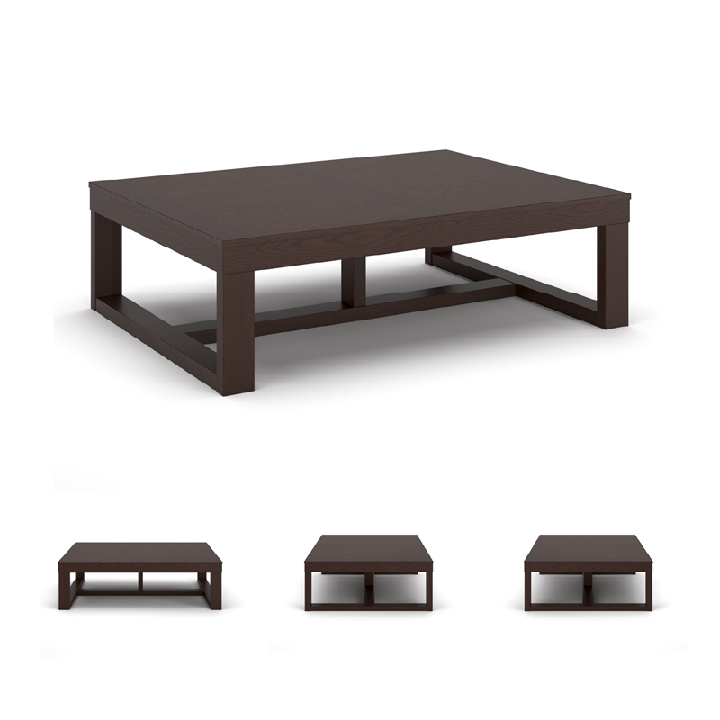 Bowery Hill Dark Brown Coffee Table Rectangular Oversized 56.06