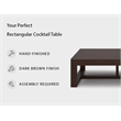 Bowery Hill Dark Brown Coffee Table Rectangular Oversized 56.06