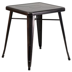 Bowery Hill 28&quot Square Metal Cafe Dining Table in Black and Antique Gold