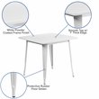 Bowery Hill Metal White Dining Table Square Indoor-Outdoor 31.5
