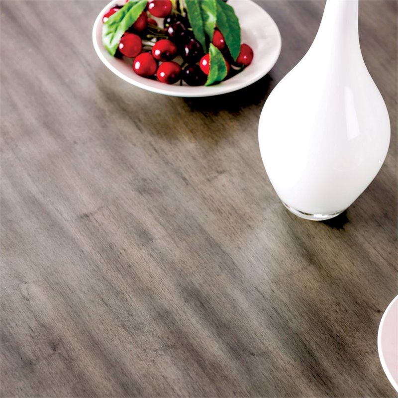 Bowery Hill Mecca Mid-century Wood Round Dining Table in Gray