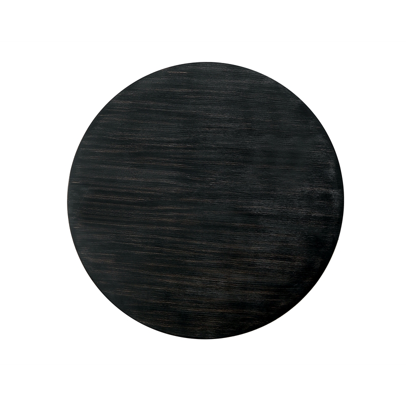 Bowery Hill Solid Wood Antique Black Dining Table Round Pedestal Base 48