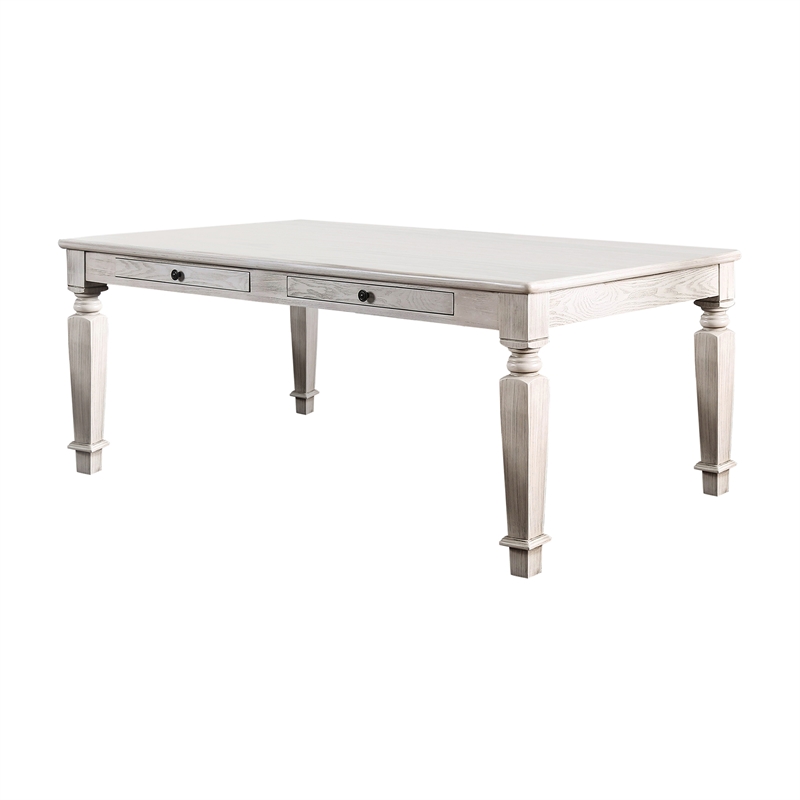 Bowery Hill 4-Drawer Transitional Wood Dining Table in Antique White