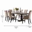 Bowery Hill Hardwood Antique Noir Dining Table Rectangular Extendable 123