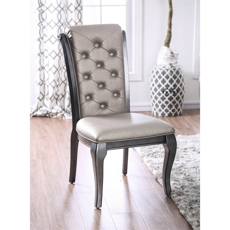 Bowery Hill Solid Wood Gray Dining Set Rectangular Expandable 84