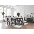 Bowery Hill Solid Wood Gray Dining Set Rectangular Expandable 84