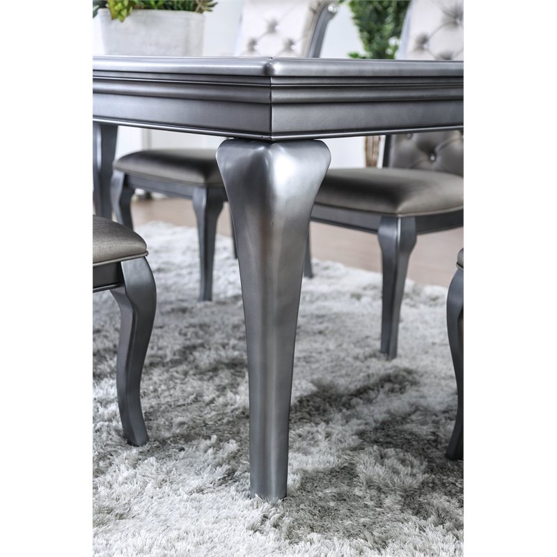 Bowery Hill Solid Wood Gray Dining Set Rectangular Expandable 84