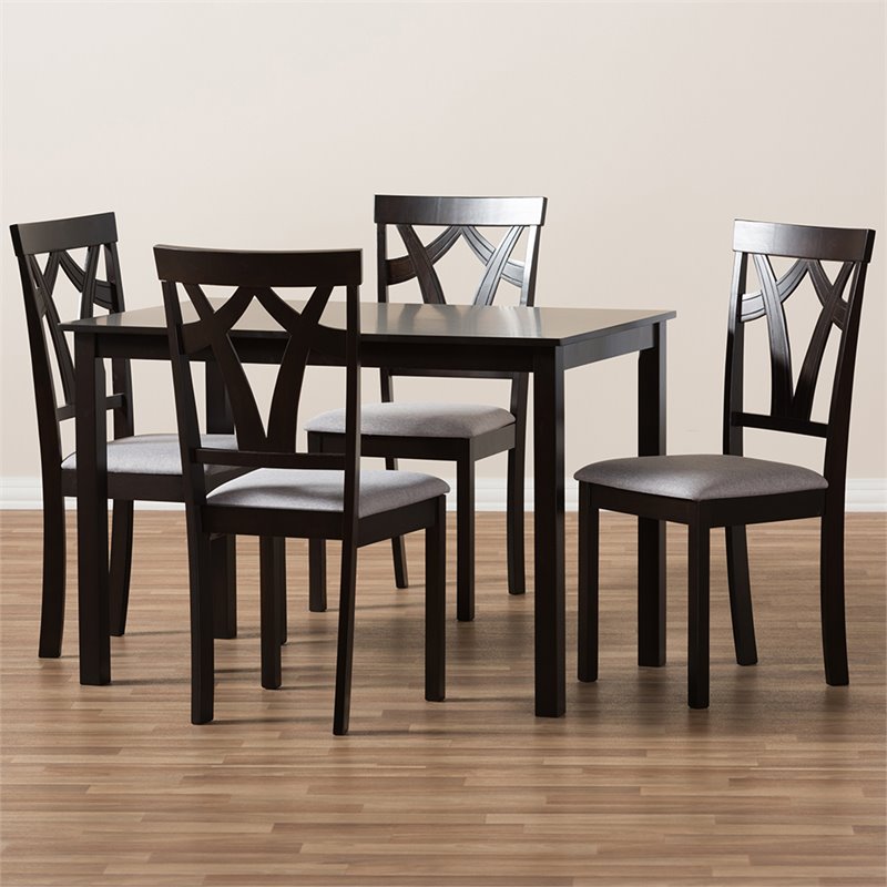 Bowery Hill 5 Piece Dining Set in Gray and Dark Brown