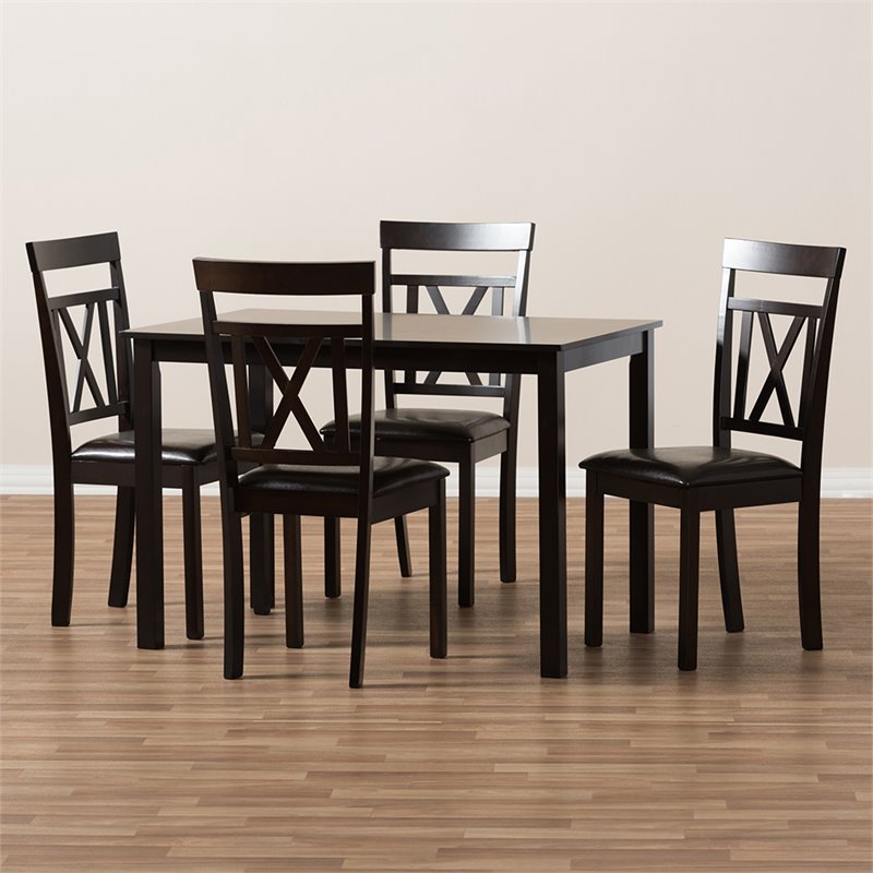 Bowery Hill 5 Piece Dining Set in Dark Brown