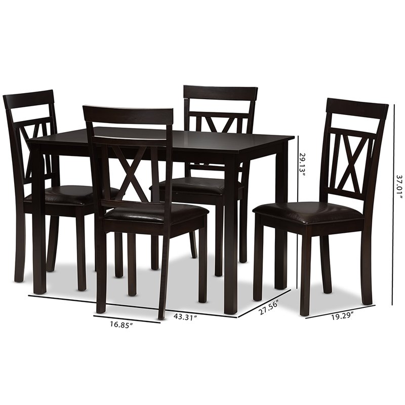 Bowery Hill 5 Piece Dining Set in Dark Brown