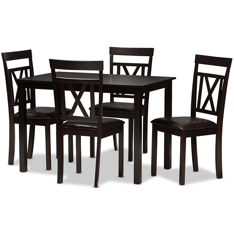 Bowery Hill 5 Piece Dining Set in Dark Brown