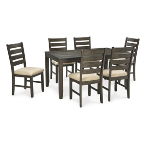 Bowery Hill 7 Piece Dining Table Set in Brown