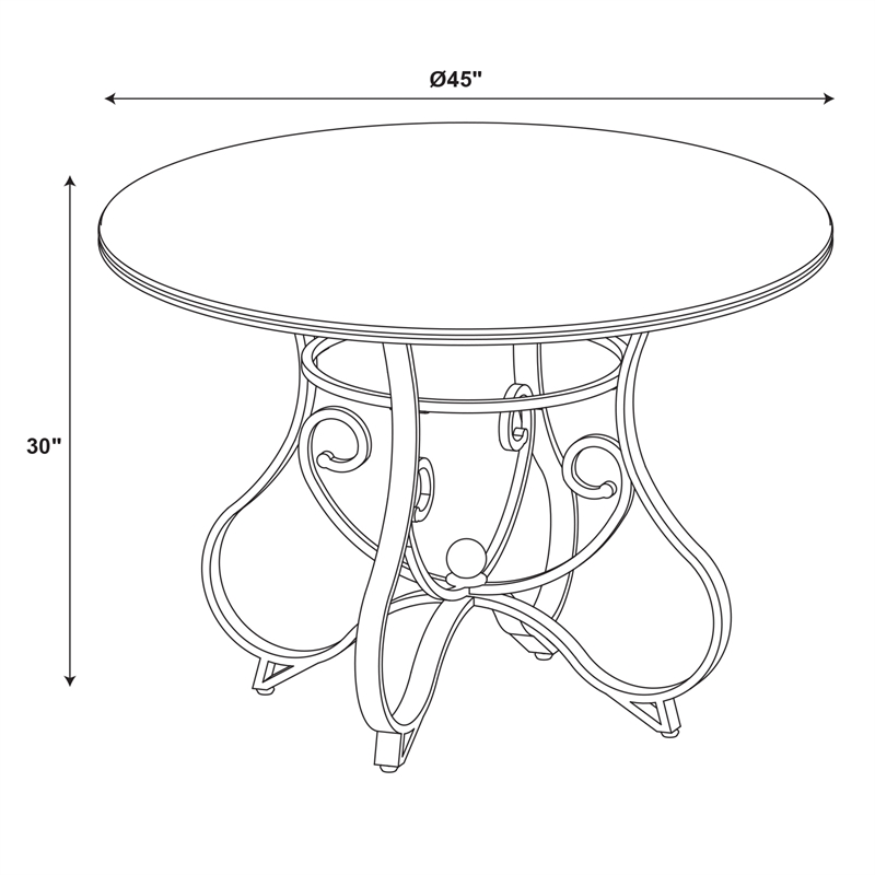 Bowery Hill MDF and Birch Veneer Medium Cherry Dining Set Round Swivel Seats 45