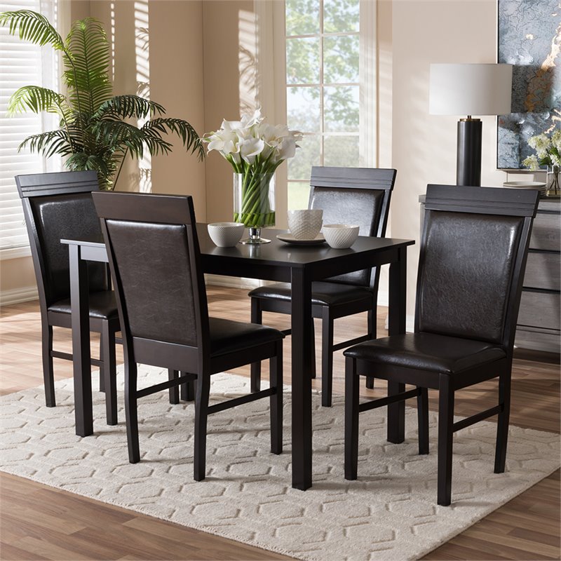 Bowery Hill 5 Piece Dining Set in Dark Brown
