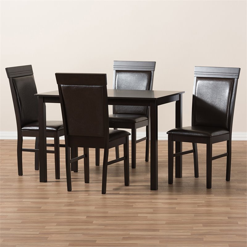 Bowery Hill 5 Piece Dining Set in Dark Brown
