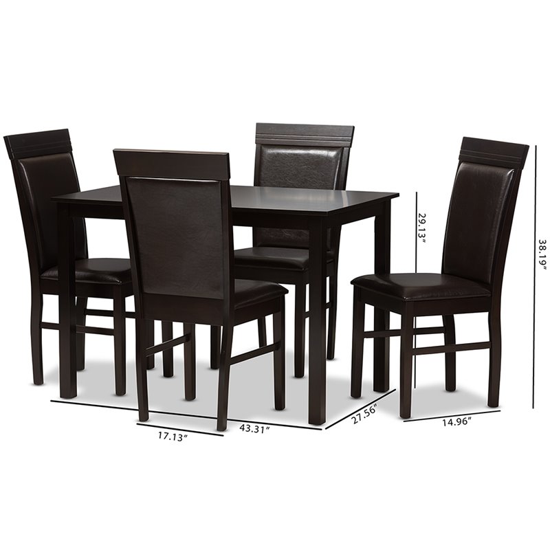 Bowery Hill 5 Piece Dining Set in Dark Brown