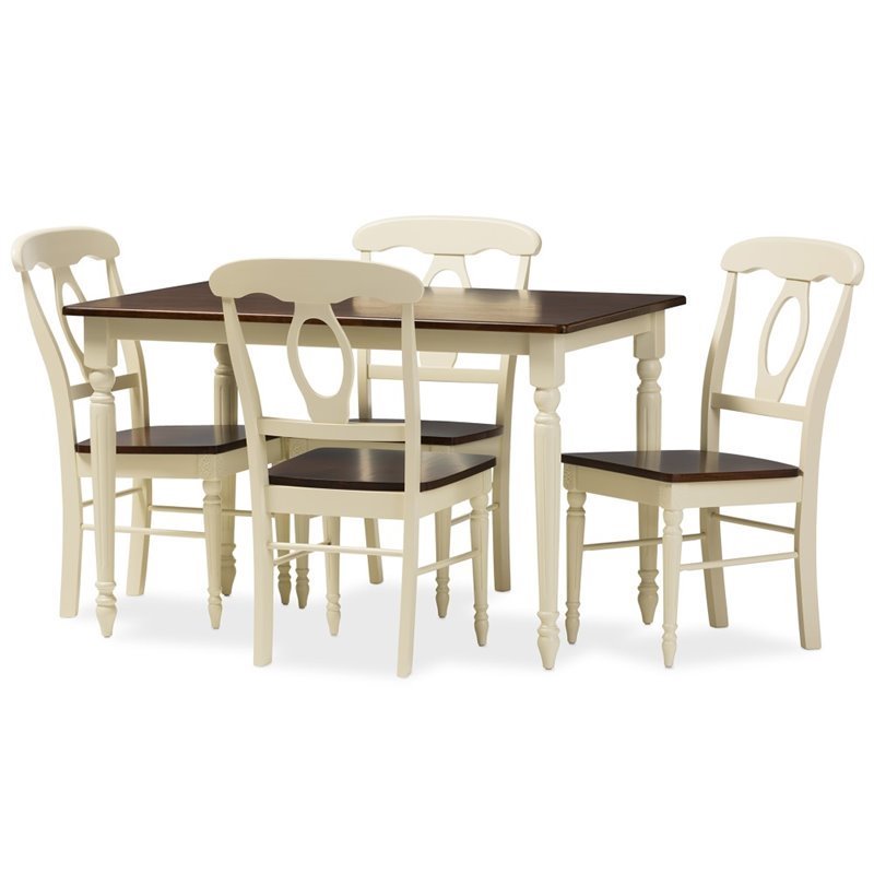 Bowery Hill 5 Piece Dining Set in Brown and Cream