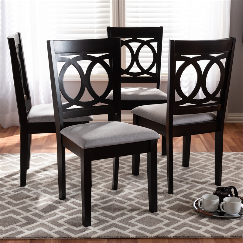 Bowery Hill Rubberwood Espresso Brown Dining Chairs Set of 4 Unassembled