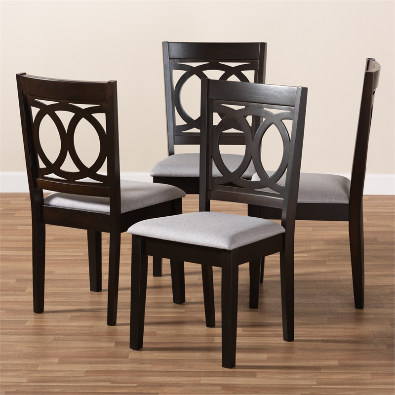 Bowery Hill Rubberwood Espresso Brown Dining Chairs Set of 4 Unassembled