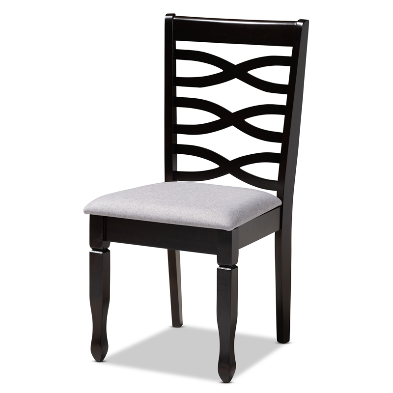 Bowery Hill Fabric and Wood Dining Chairs in Gray and Brown (Set of 4)