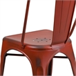 Bowery Hill Metal Curved Slat Back Dining Side Chair in Distressed Kelly Red