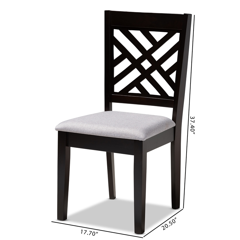 Bowery Hill Fabric and Wood Dining Chairs in Gray and Brown (Set of 4)