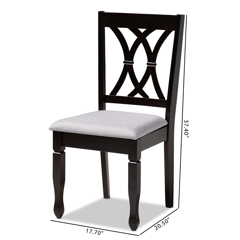 Bowery Hill Fabric and Wood Dining Chairs in Gray and Brown (Set of 4)