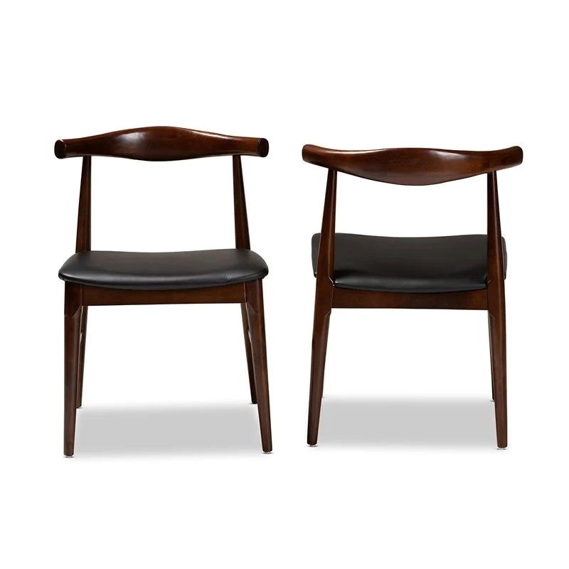 Bowery Hill 17.9'' Mid-Century Wood Dining Chair in Brown/Black (Set of 2)