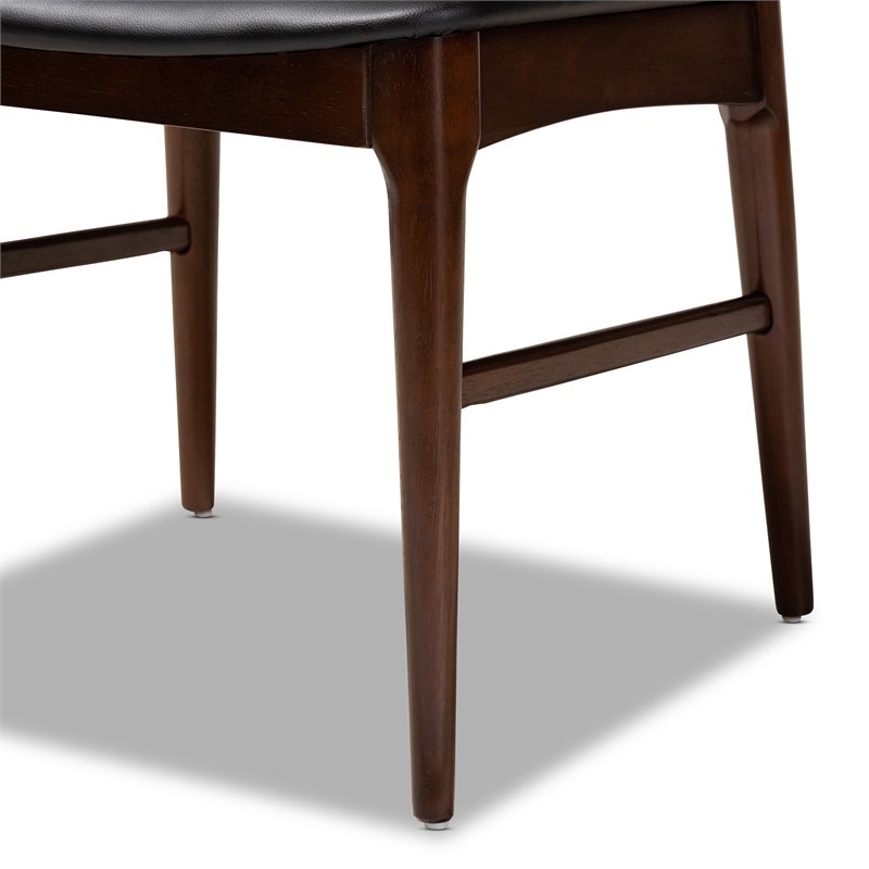 Bowery Hill 17.9'' Mid-Century Wood Dining Chair in Brown/Black (Set of 2)