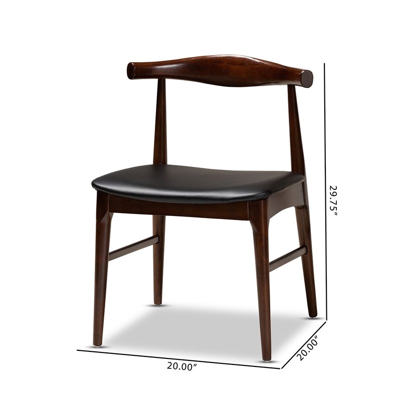 Bowery Hill 17.9'' Mid-Century Wood Dining Chair in Brown/Black (Set of 2)