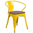 Bowery Hill Metal Dining Arm Chair in Yellow