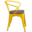 Bowery Hill Metal Dining Arm Chair in Yellow