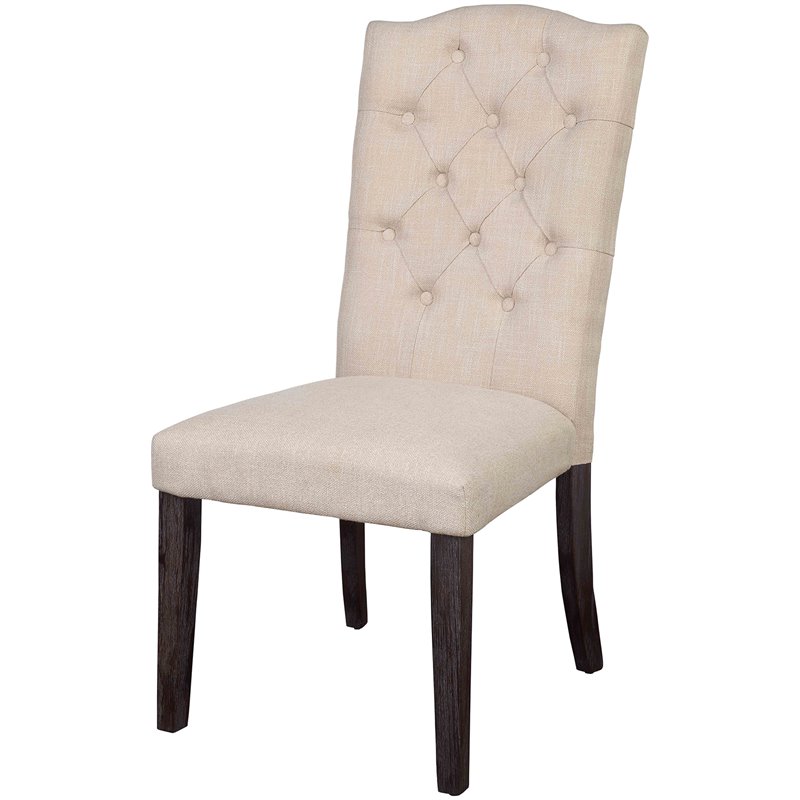 Bowery Hill Dining Side Chair in Beige and Weathered Espresso