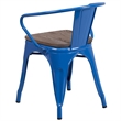 Bowery Hill Metal Dining Arm Chair in Blue