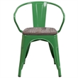 Bowery Hill Metal Dining Arm Chair in Green