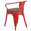 Bowery Hill Metal Red Dining Arm Chair Rectangular Lightweight 27.75