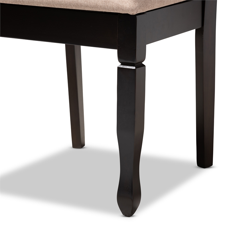 Bowery Hill Mid-Century Mahogany Fabric and Wood Dining Chairs