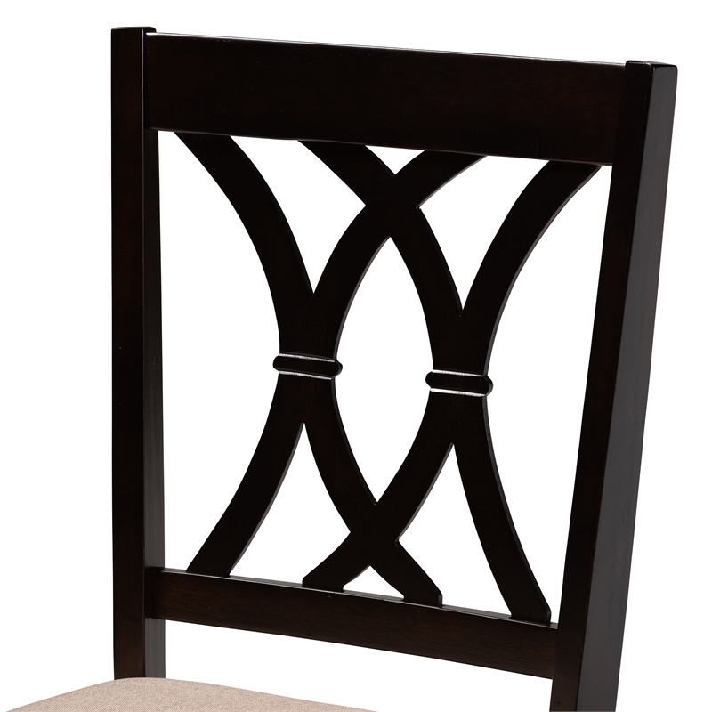 Bowery Hill Mid-Century Mahogany Fabric and Wood Dining Chairs