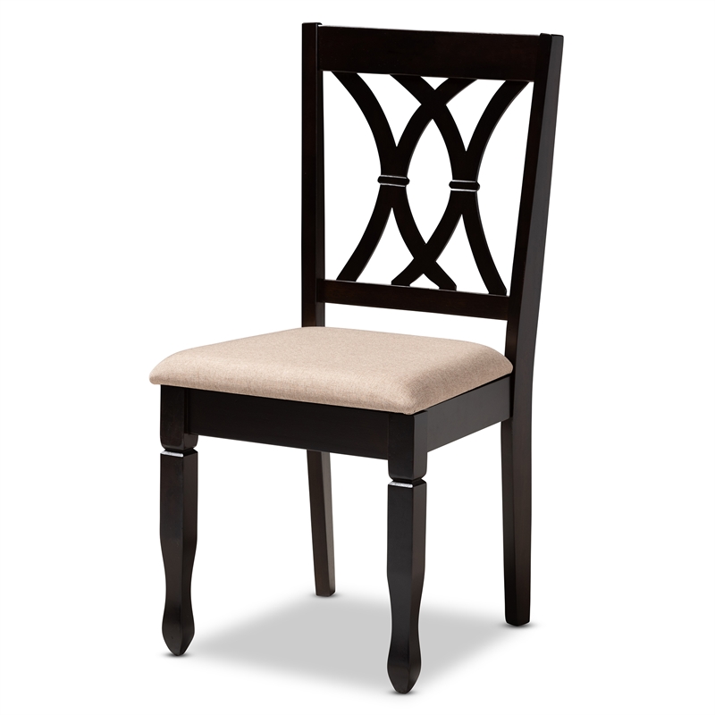 Bowery Hill Mid-Century Mahogany Fabric and Wood Dining Chairs