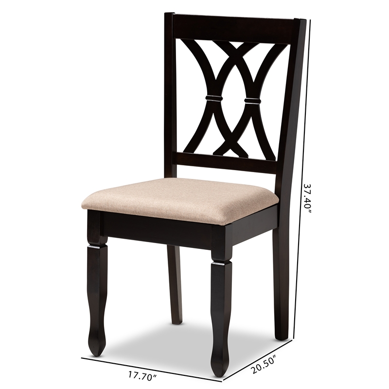 Bowery Hill Mid-Century Mahogany Fabric and Wood Dining Chairs