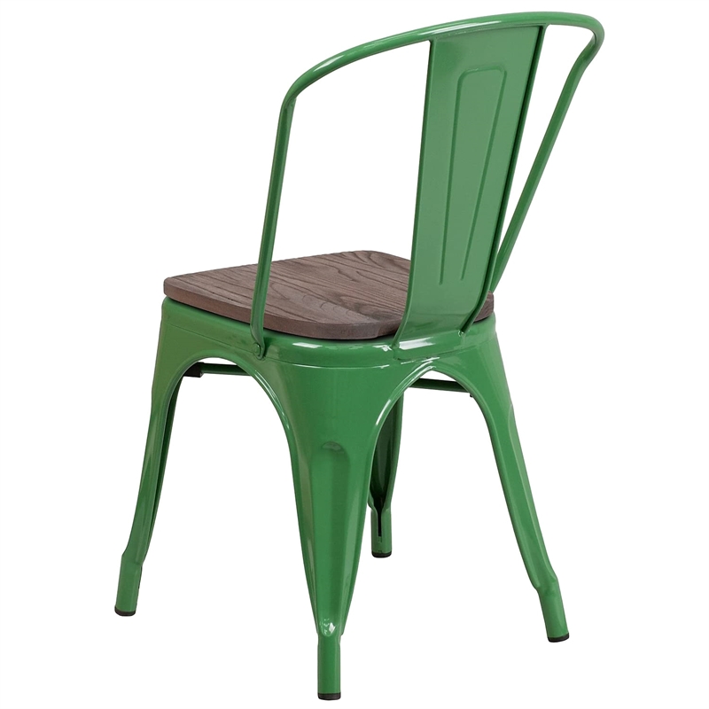 Bowery Hill Metal Stackable Dining Side Chair in Green