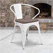 Bowery Hill Metal Dining Arm Chair in White