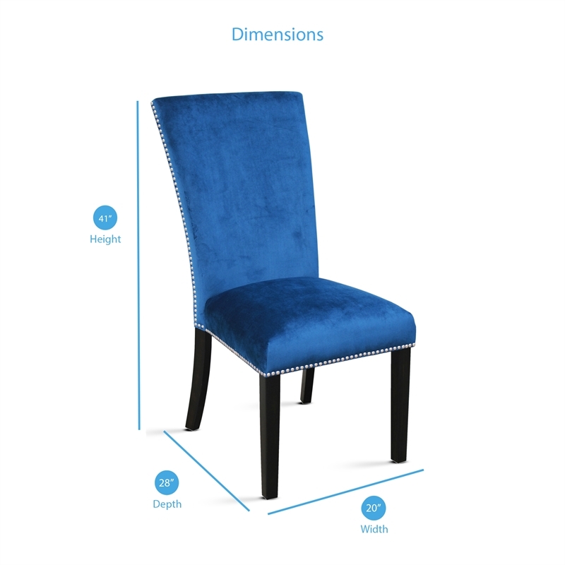 Bowery Hill Velvet Hardwood Blue Dining Chair Rectangular 41