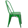 Bowery Hill Metal Curved Slat Back Dining Side Chair in Distressed Green